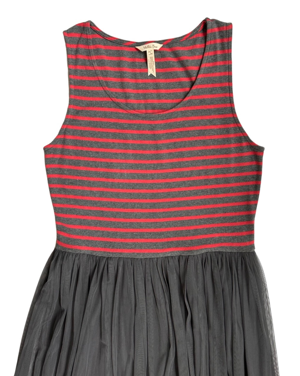 Women’s Size Large Matilda Jane ‘Twas the Night Grey & Red Striped Tulle Dress