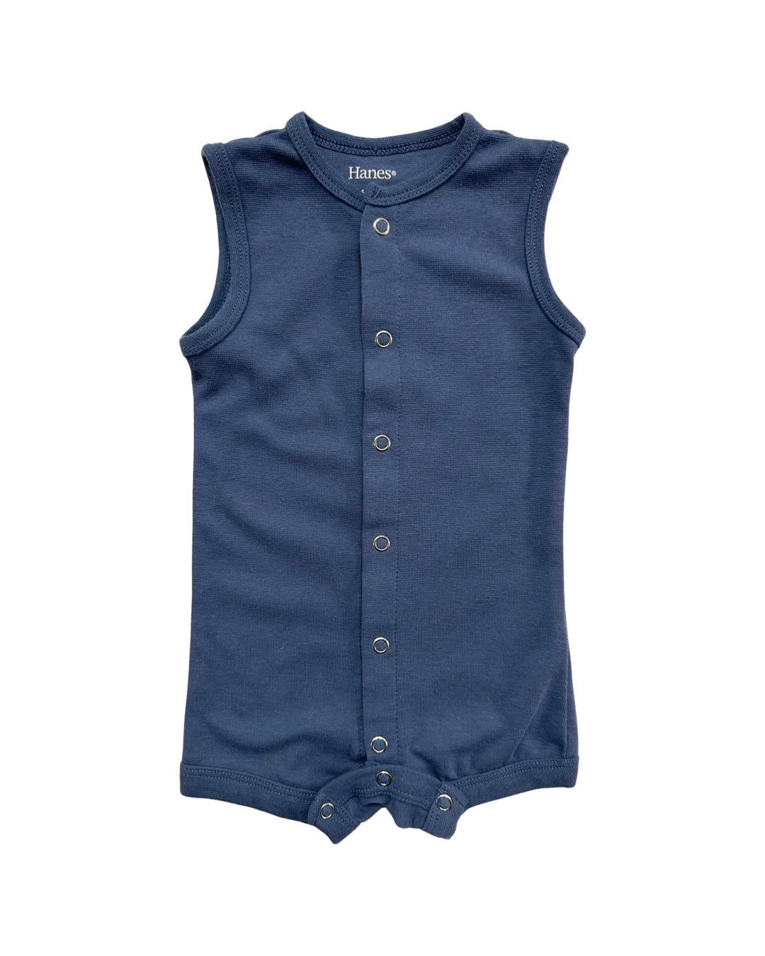 6-12M Baby Boy Blue Hanes Snap Front Romper
