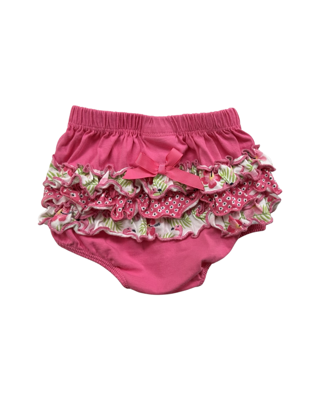 18M Baby Girl Nannette Baby Pink Flamingo Pinafore Top with Rufflebutt Bloomers