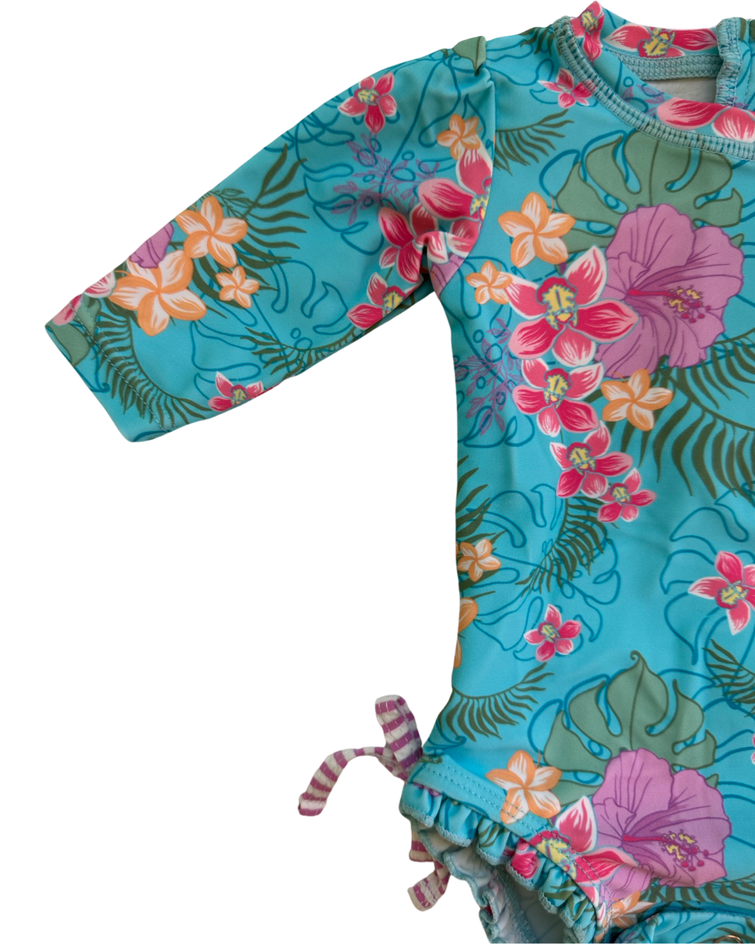 0-3M Baby Girl Hawaiian Print Rufflebutts RashGuard Swim Suit