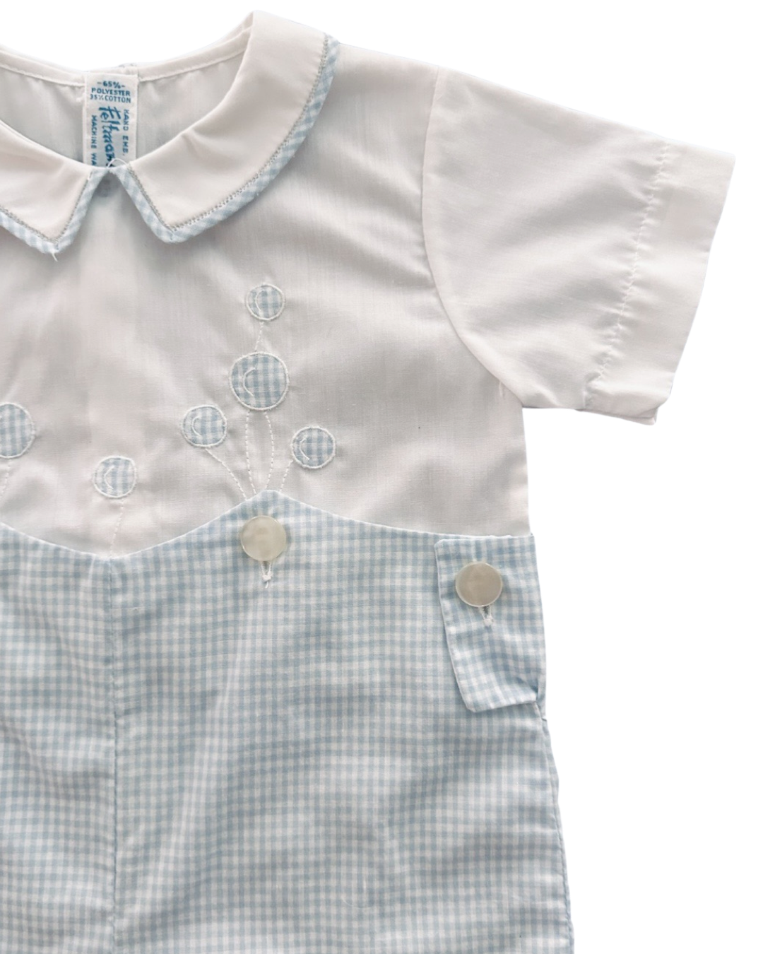 6M Baby Boy Classic Feltman Bros Light Blue Gingham Romper
