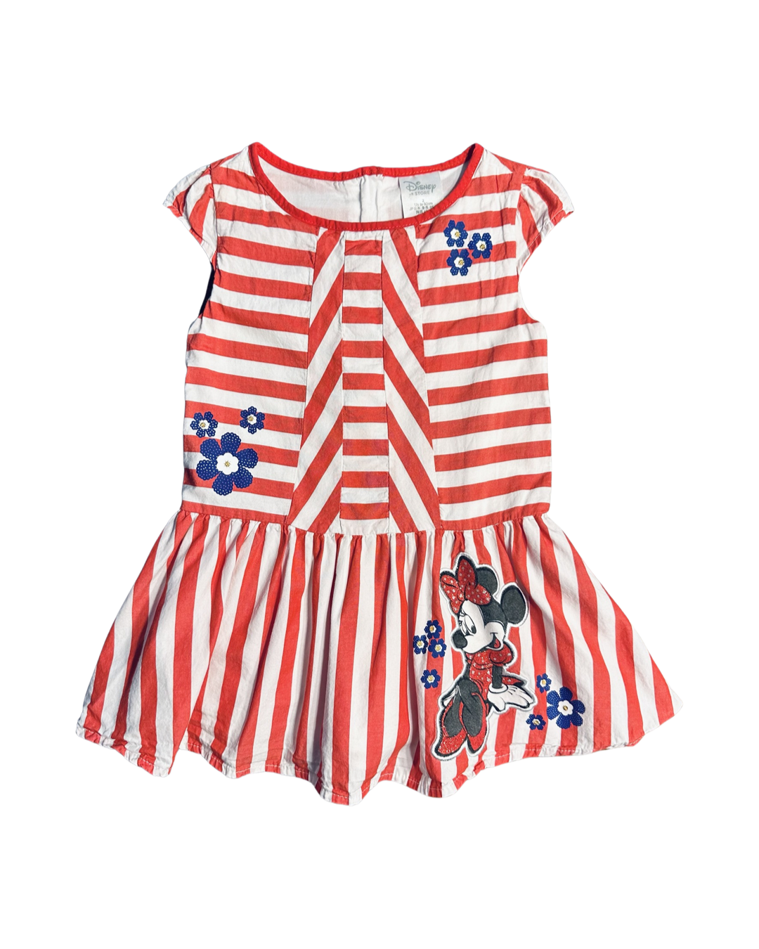 2T Toddler Girl Vintage Disney Store Red Striped Minnie Mouse Dress