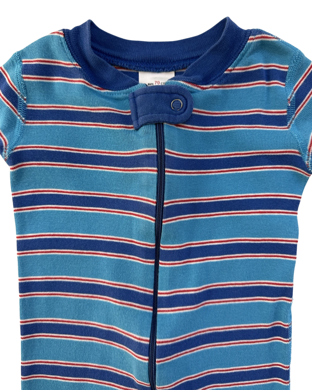 9M-18M Baby Boy Hanna Andersson Organic Cotton Blue Striped Zippered Sleeper PJs
