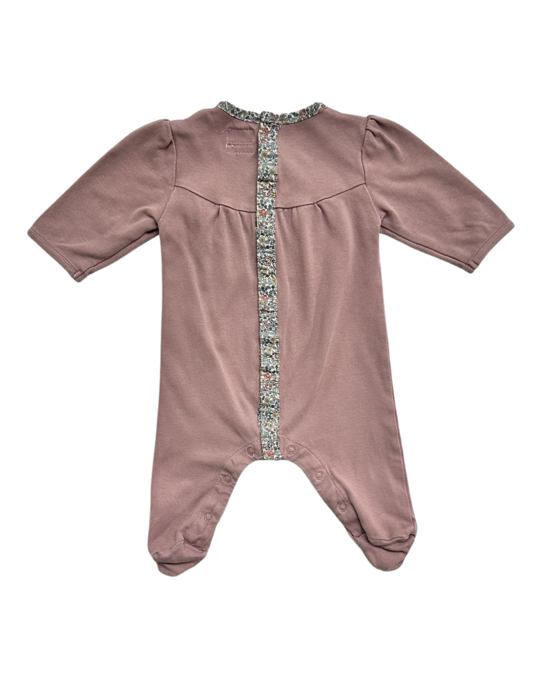 0-3M Baby Girl Mamas & Papas Mauve Sleeper w/ Floral Bow