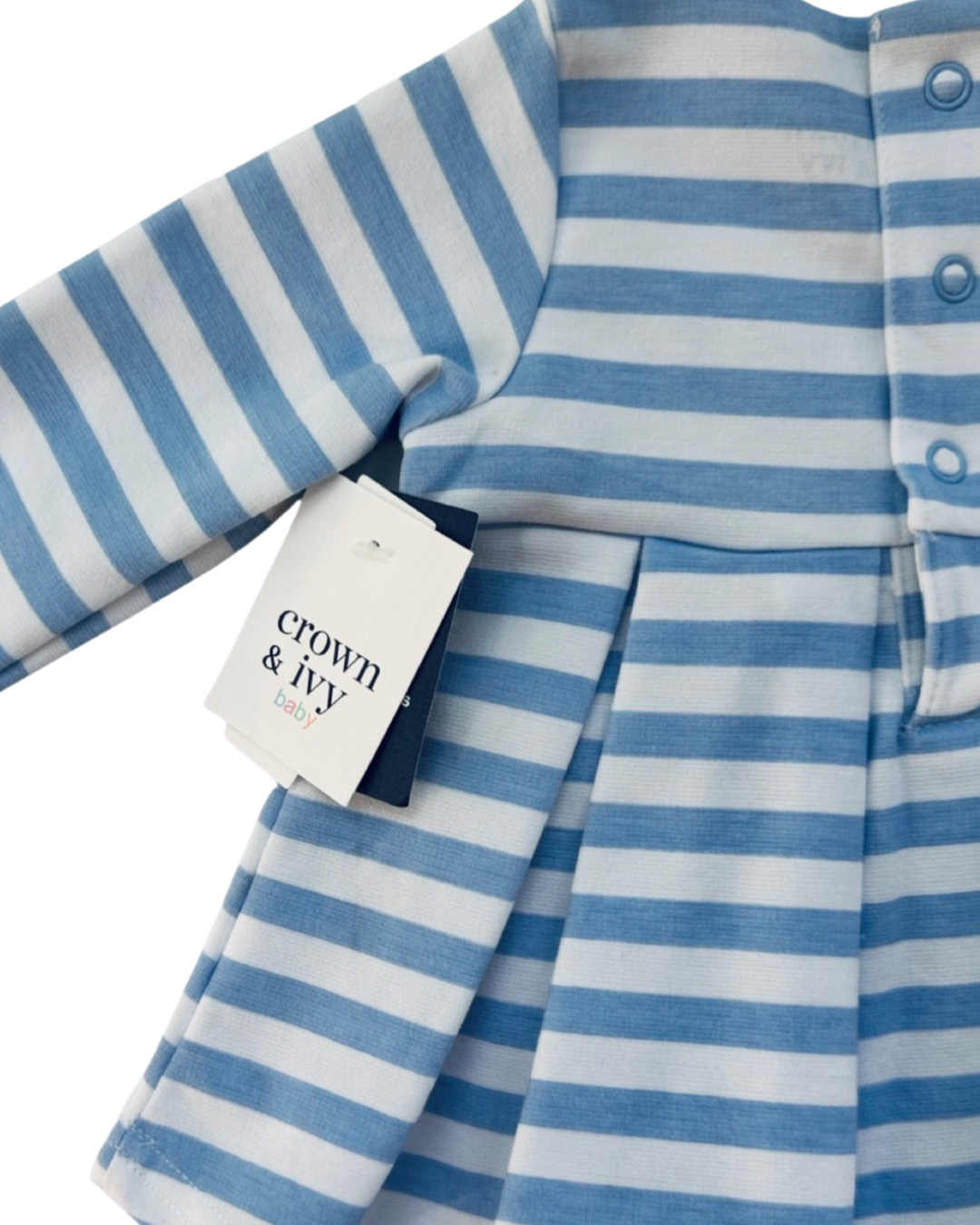 9M Baby Girl Crown & Ivy Blue Striped Long Sleeve Top with Matching Leggings Outfit