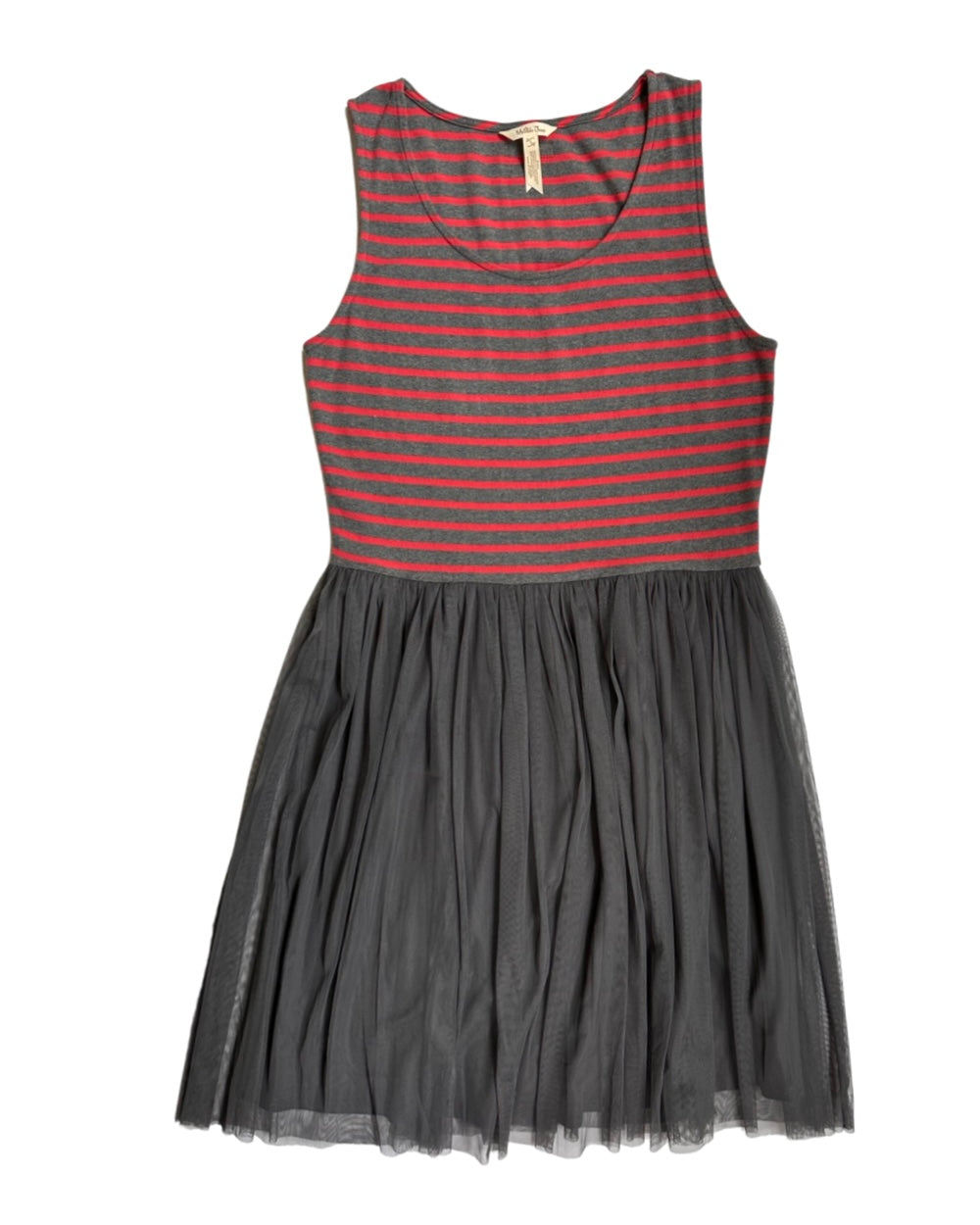 Women’s Size Large Matilda Jane ‘Twas the Night Grey & Red Striped Tulle Dress