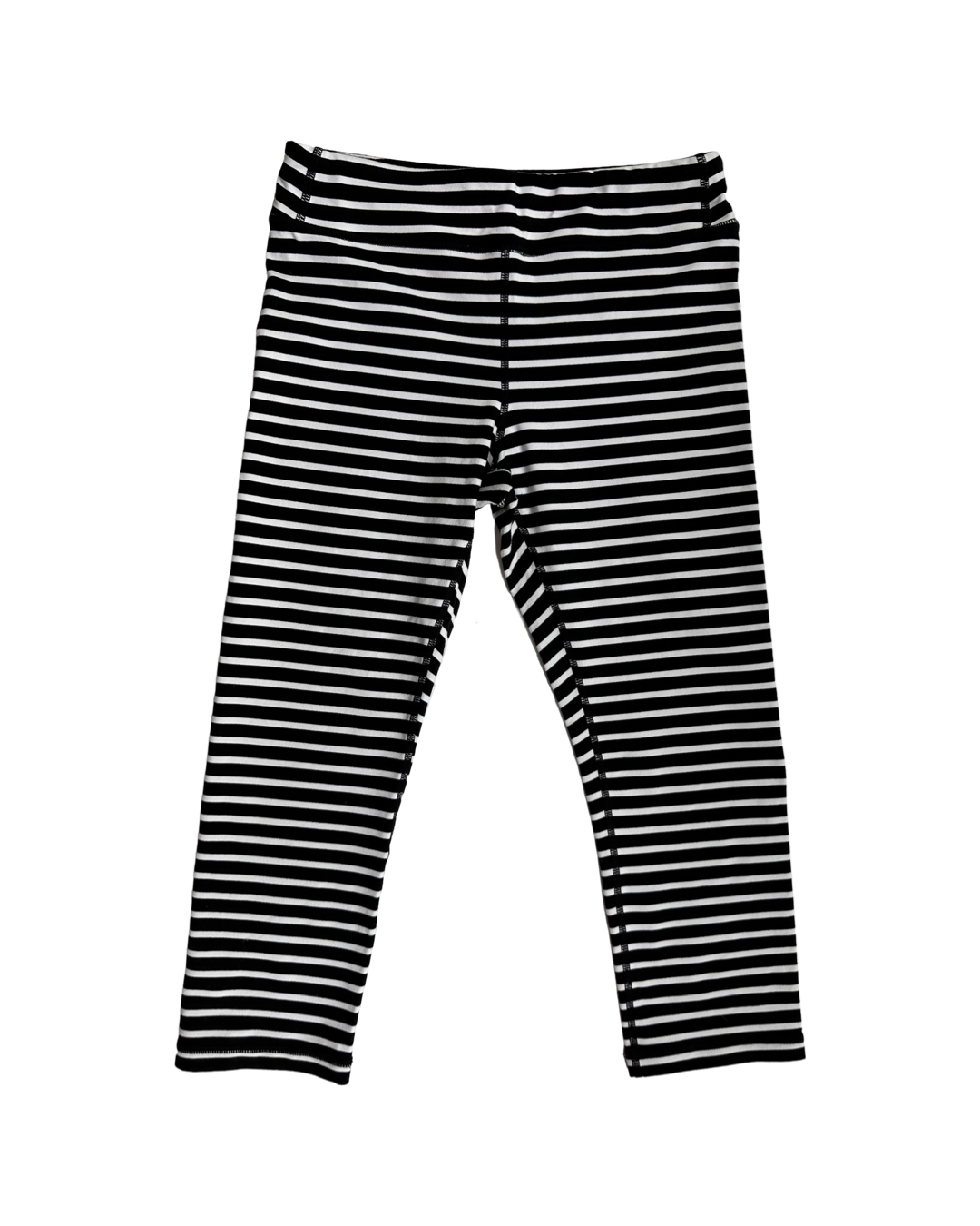 Youth Girls Size 12 Black and White Striped Athleta Girl Athletic Crop Leggings