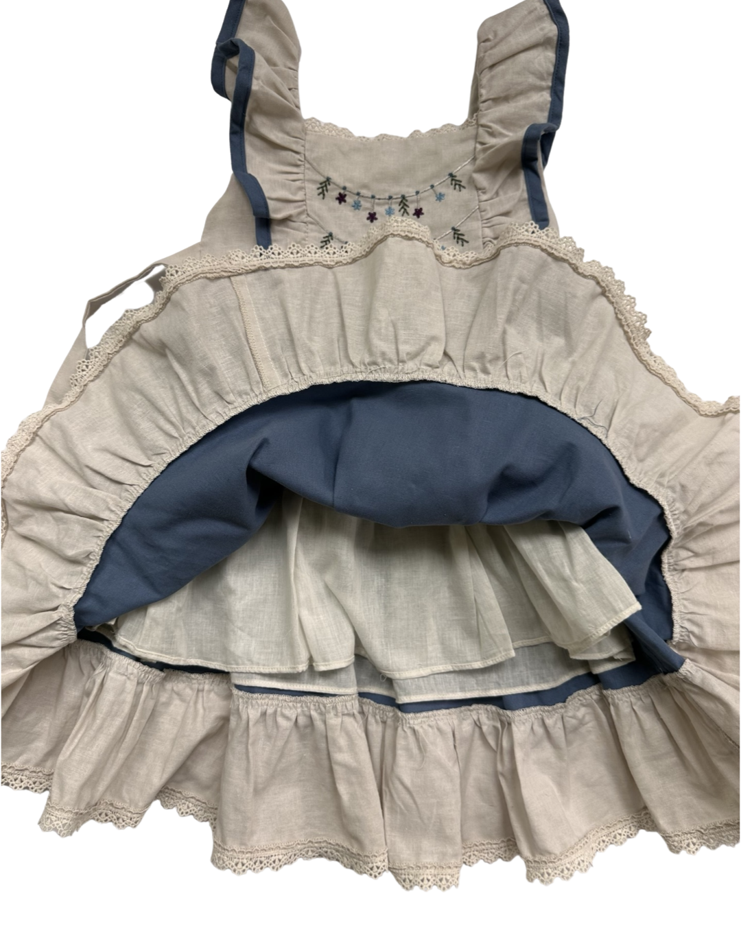 4T Toddler Girl Only Little Once Flutter Sleeve Tulle Dress with Floral Embroidered Top