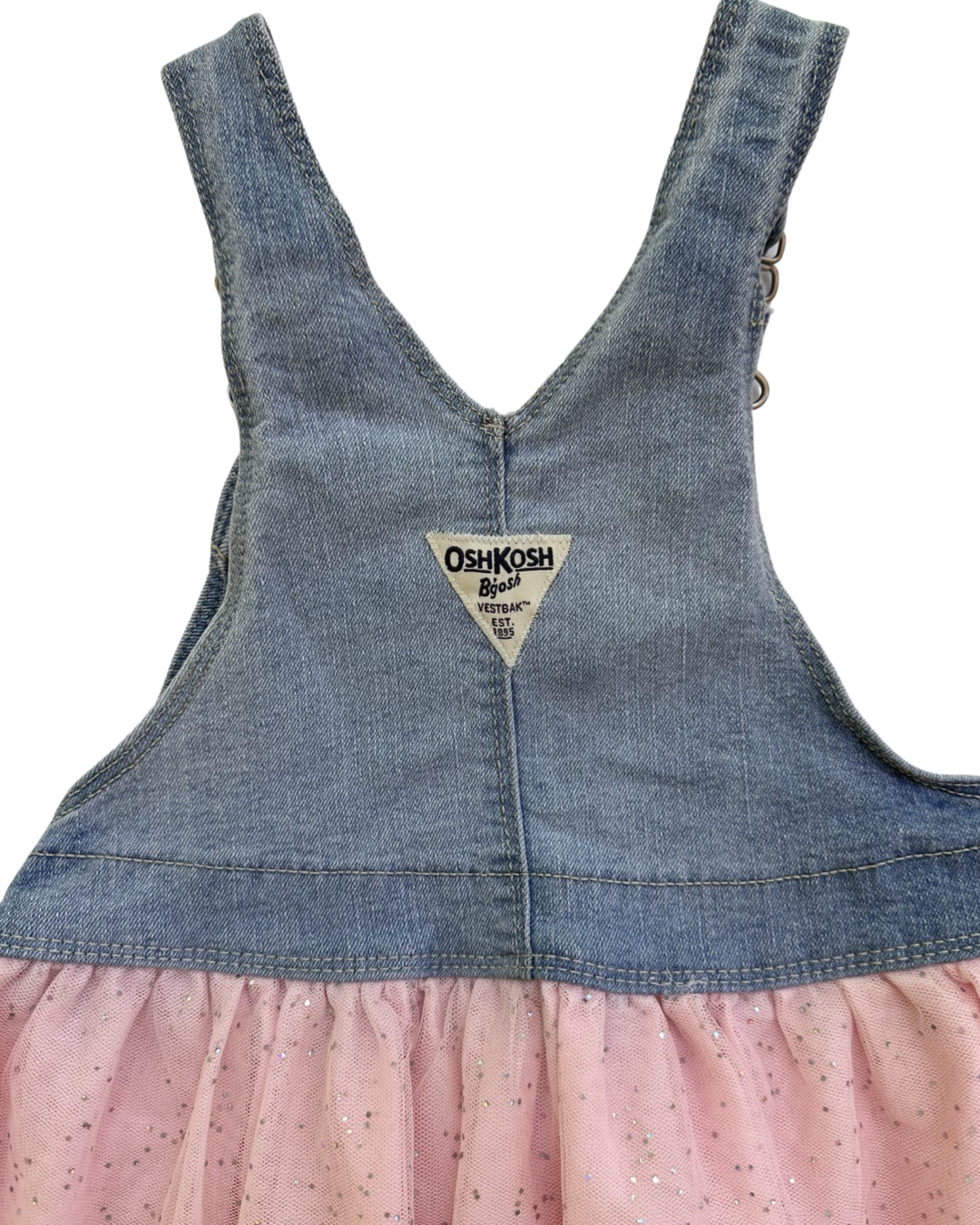 4T Toddler Girl OshKosh B’Gosh Unicorn Denim Pink Tulle Overall Dress