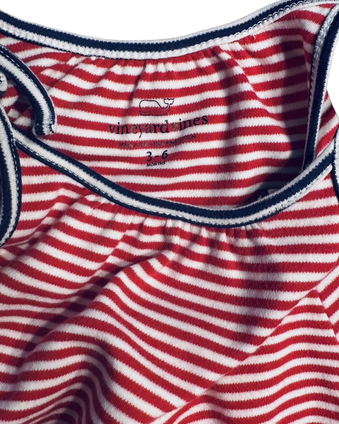 3-6M Baby Boy / Girl Vineyard Vines Red & White Striped Whale Bubble