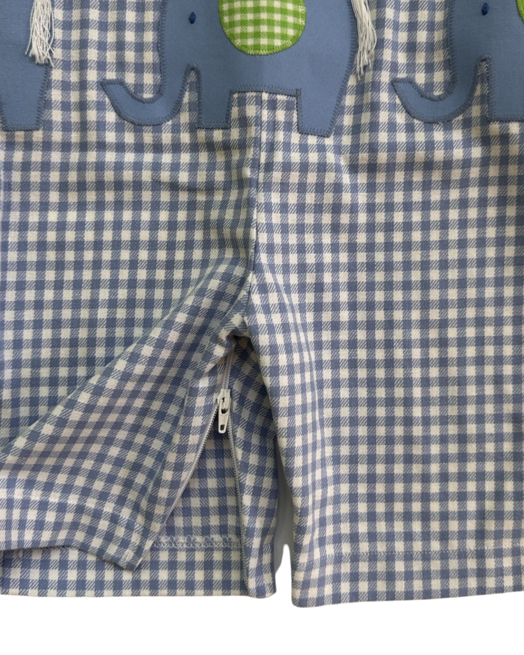 6M Baby Boy Blue Gingham Funtasia Too! Boutique Elephant Longall