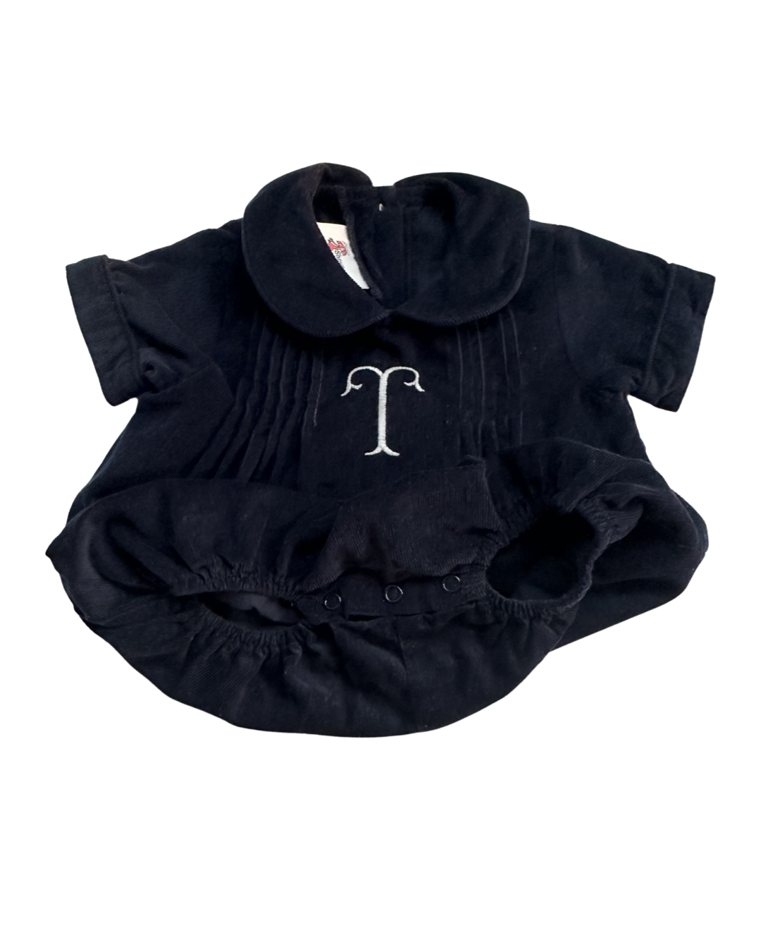 3M Baby Boy Classic Navy Boutique Corduroy Bubble Monogrammed with “T”