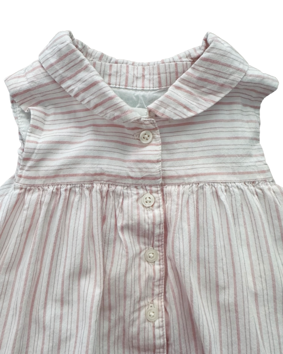 6-12M Baby Girl Baby Gap Pink / White Striped Onesie Dress
