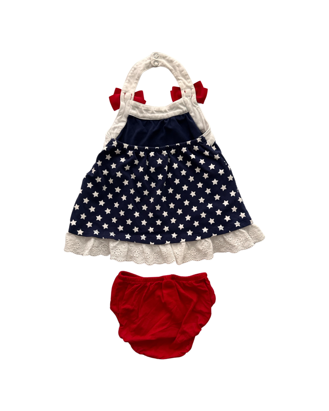 12M-18M Baby Girl American Stars Dress with Matching Red Bloomers