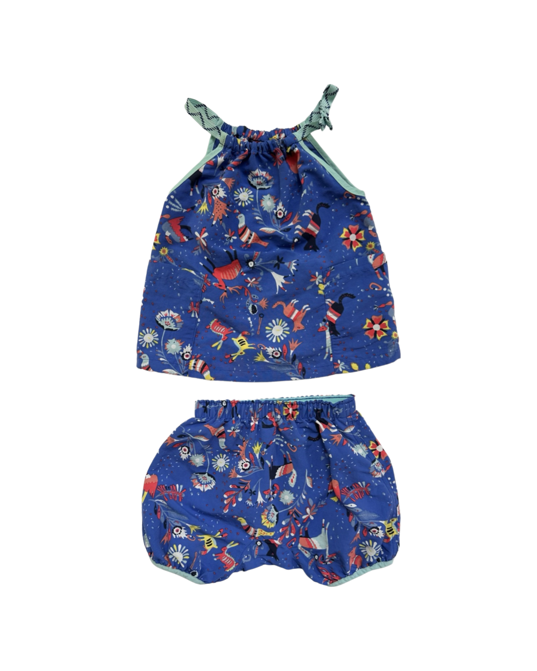12M-18M Baby Girl Patagonia Mono Meadow Blue Baggies Outfit Set