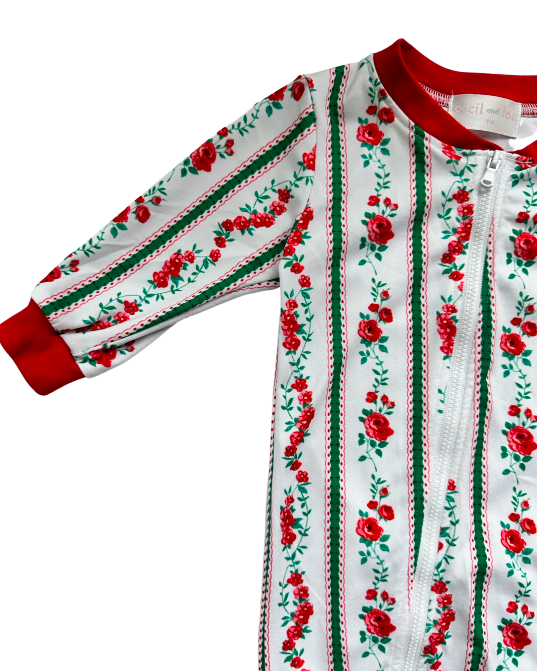 9M Baby Girl Cecil and Lou Red Floral Christmas Sleeper PJs