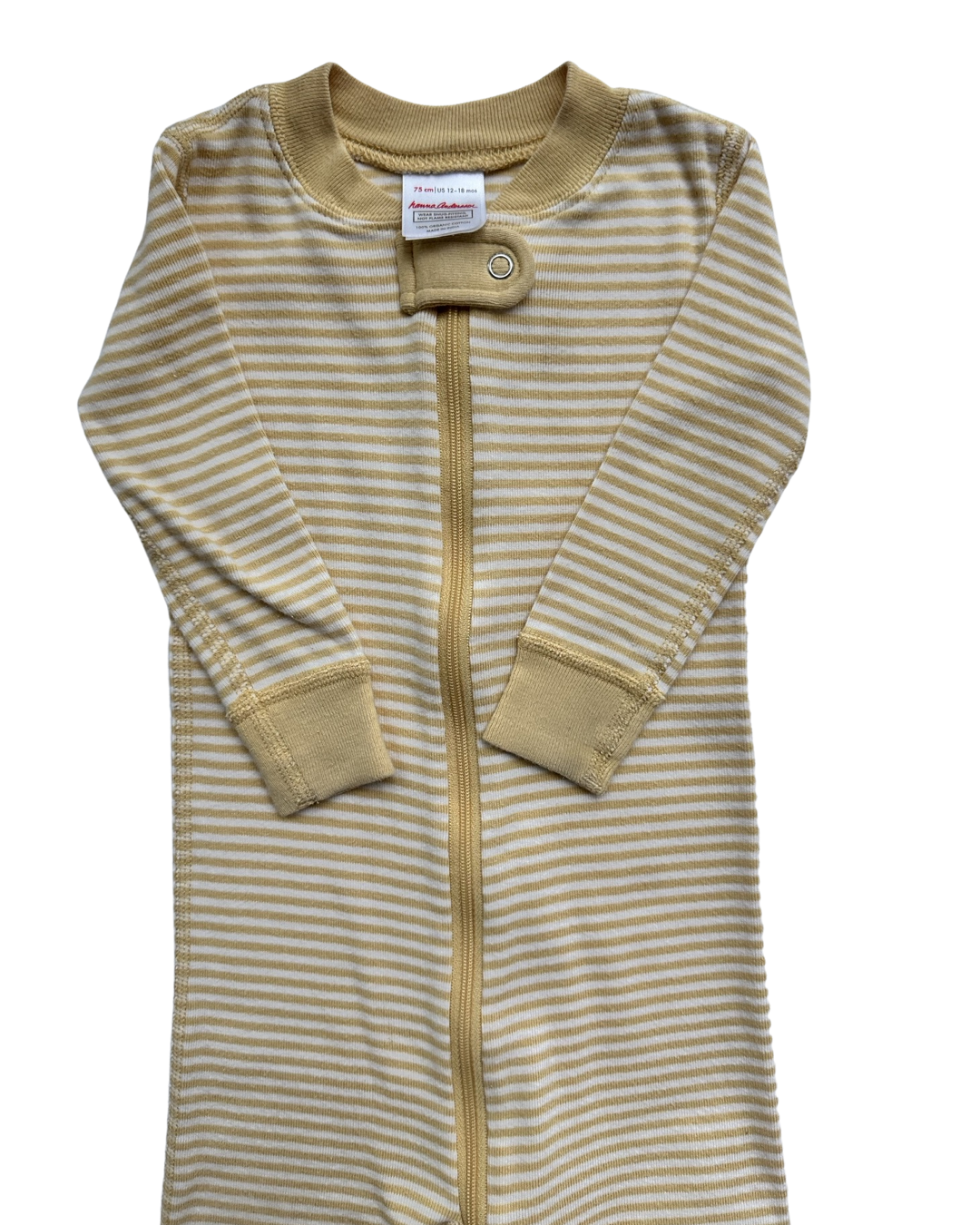 12M-18M Baby Boy MariGold Yellow Striped Hanna Andersson Sleeper PJs