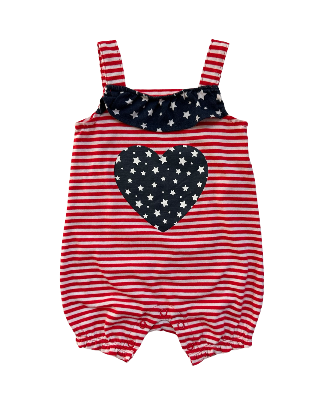 0-3M Baby Girl Patriotic Red / White Striped Bubble