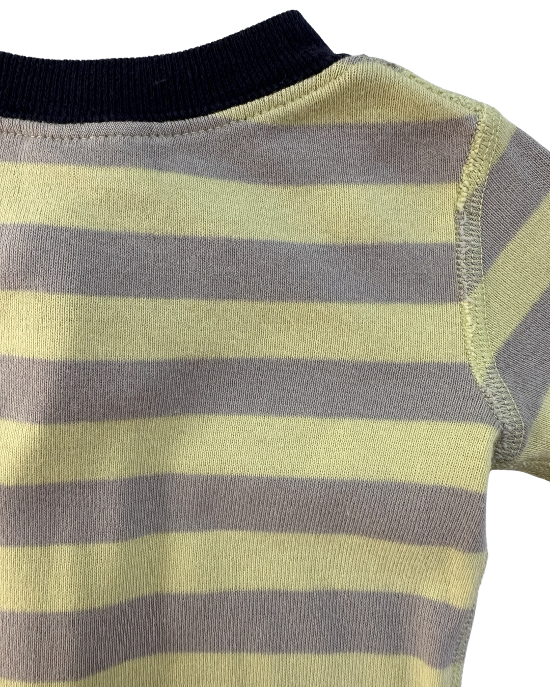 9M-12M Baby Boy Hanna Andersson Organic Cotton Citrus Yellow and Gray Striped Zippered Sleeper PJs