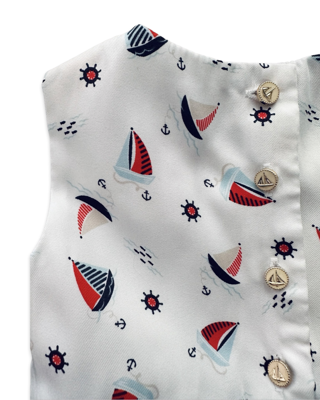 12M Baby Girl Savannah White Ruffle Bottom Sailboat Dress