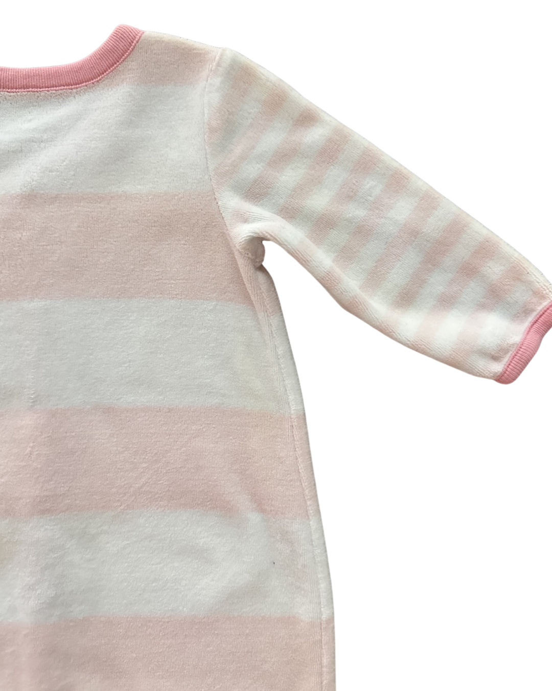 6-9M Baby Girl Baby Gap Pink and White Striped Terry Sleeper