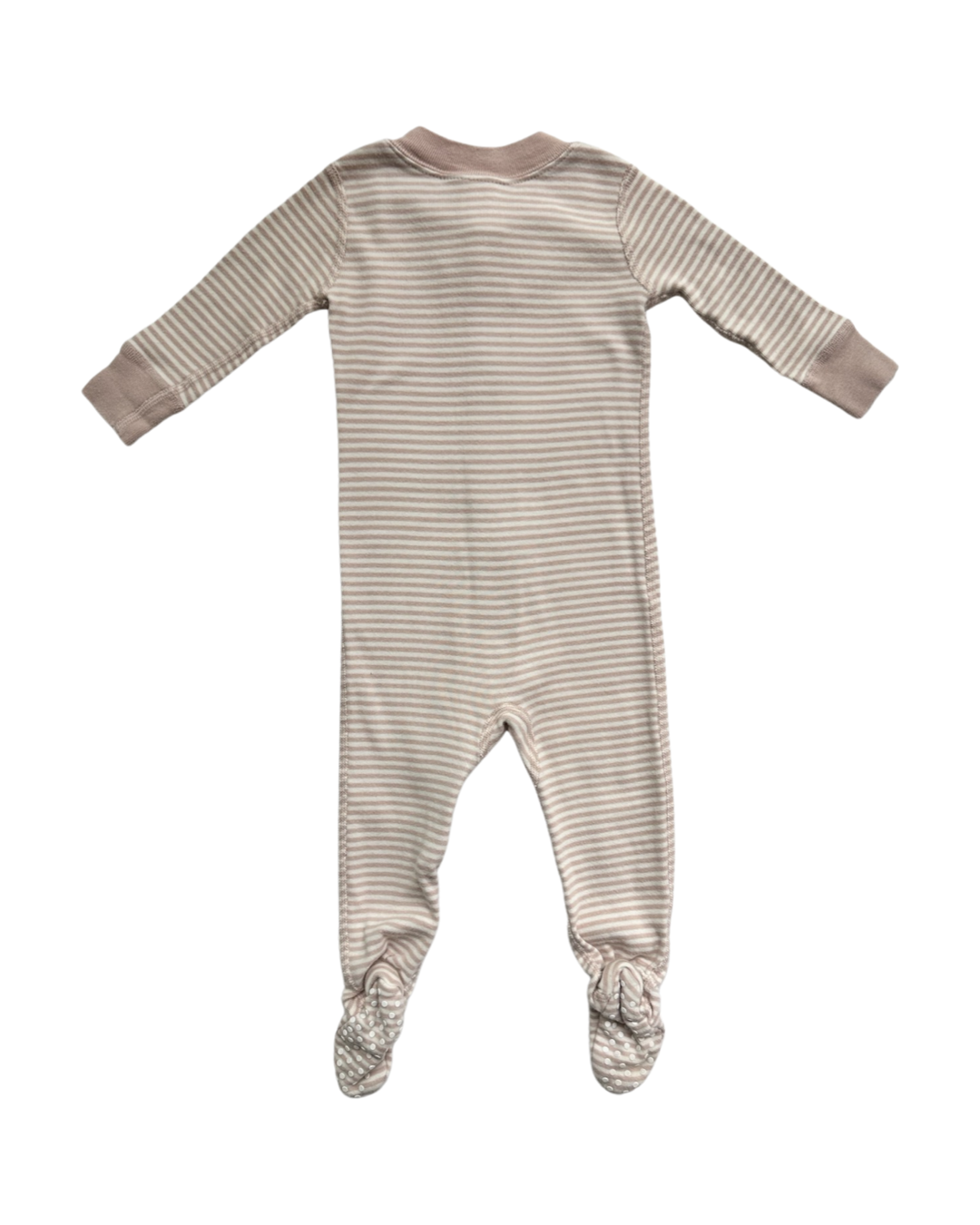 3-6M Baby Girl Hanna Andersson Dusty Rose Striped Zippered Sleeper PJs