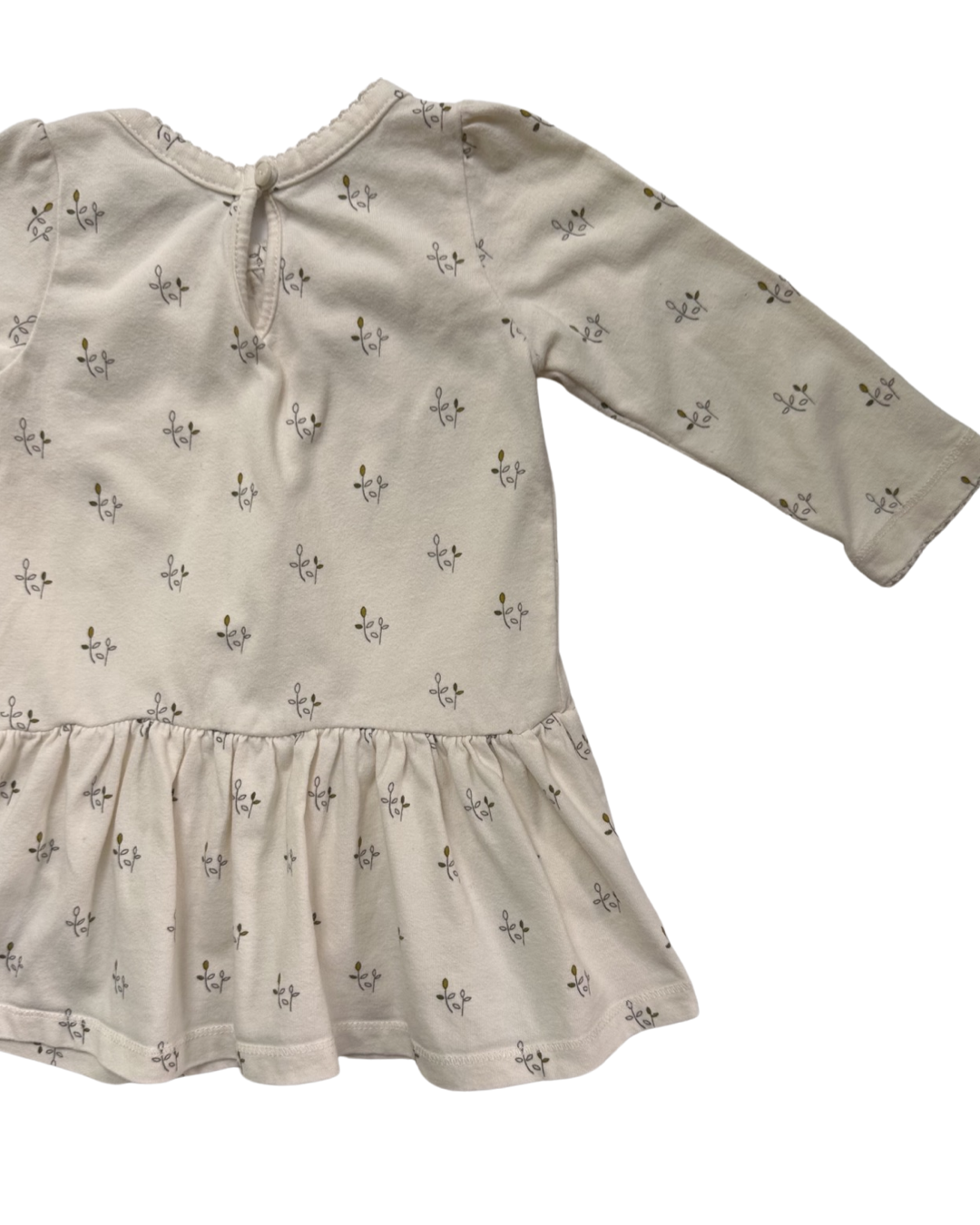 6-12M Baby Girl Baby Gap Off White Long Sleeve Organic Cotton Dress