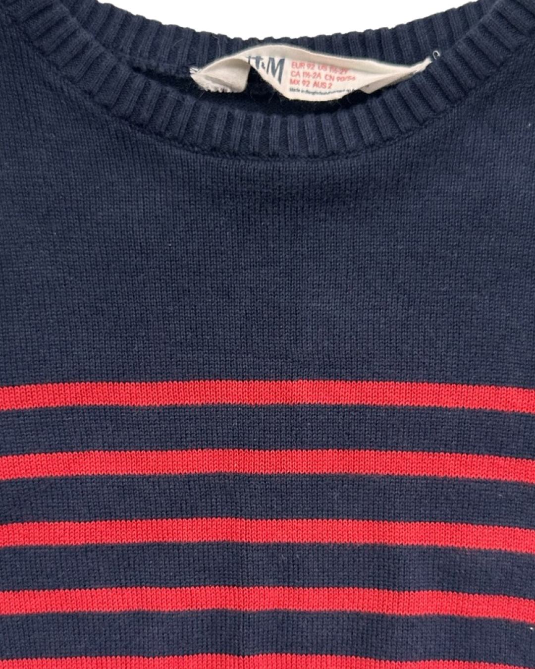 18M-24M Baby Boy H&M Navy & Red Striped Sweater