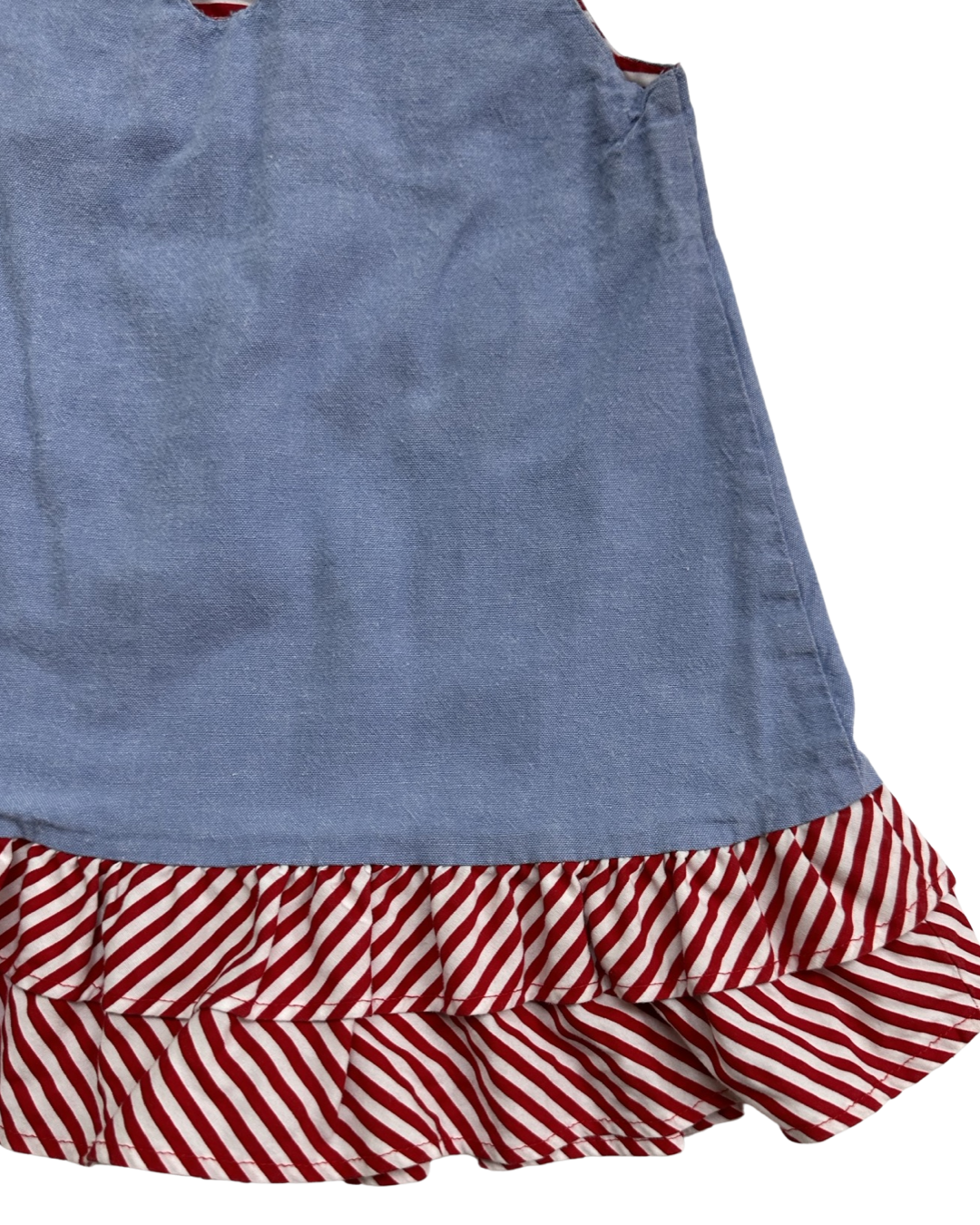 12M Baby Girl Bonnie Baby Chambray Patriotic Dress with Embroidered Fireworks and Red / White & Blue Bows