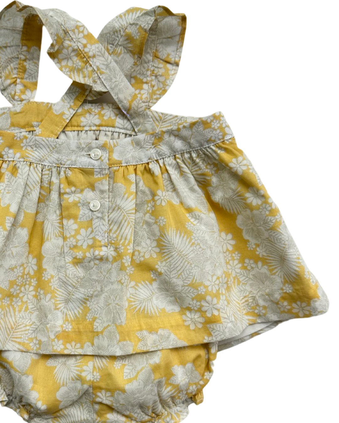 0-3M Baby Girl Janie & Jack Yellow Floral Layette 2Pc Set