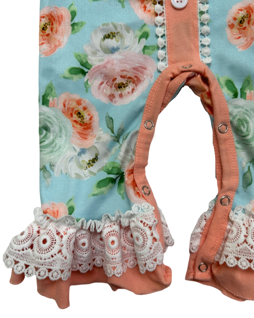 0-3M Baby Girl Marie Nicole Boutique Floral Ruffle Bottom Romper