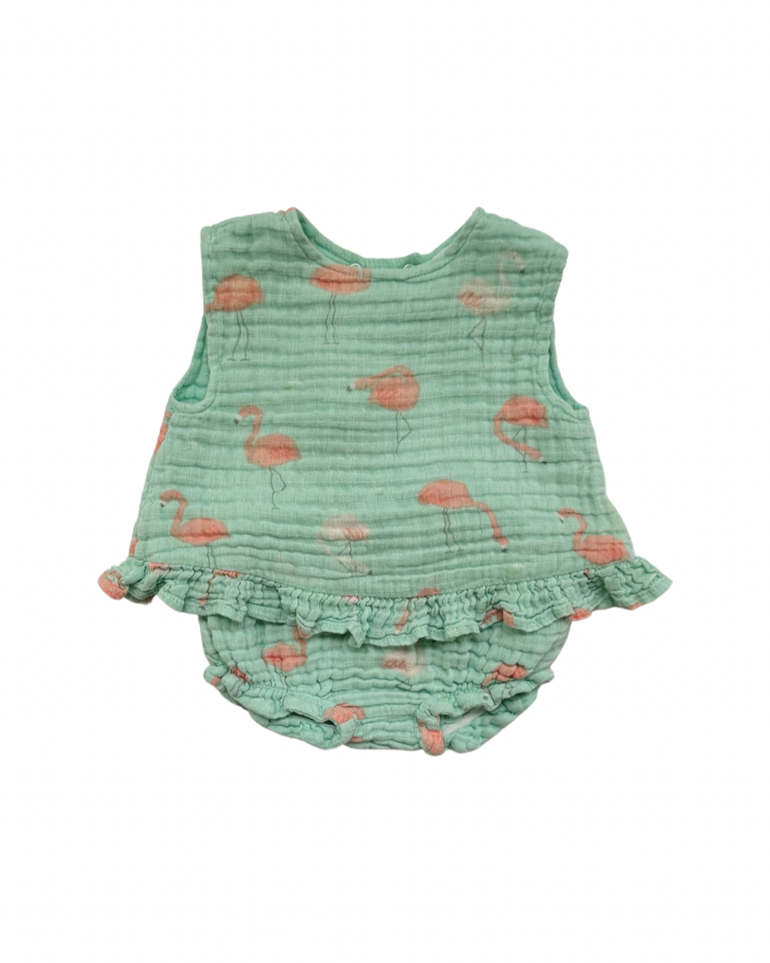 3-6M Baby Girl Angel Dear Aqua Pink Flamingo Swing Back Set