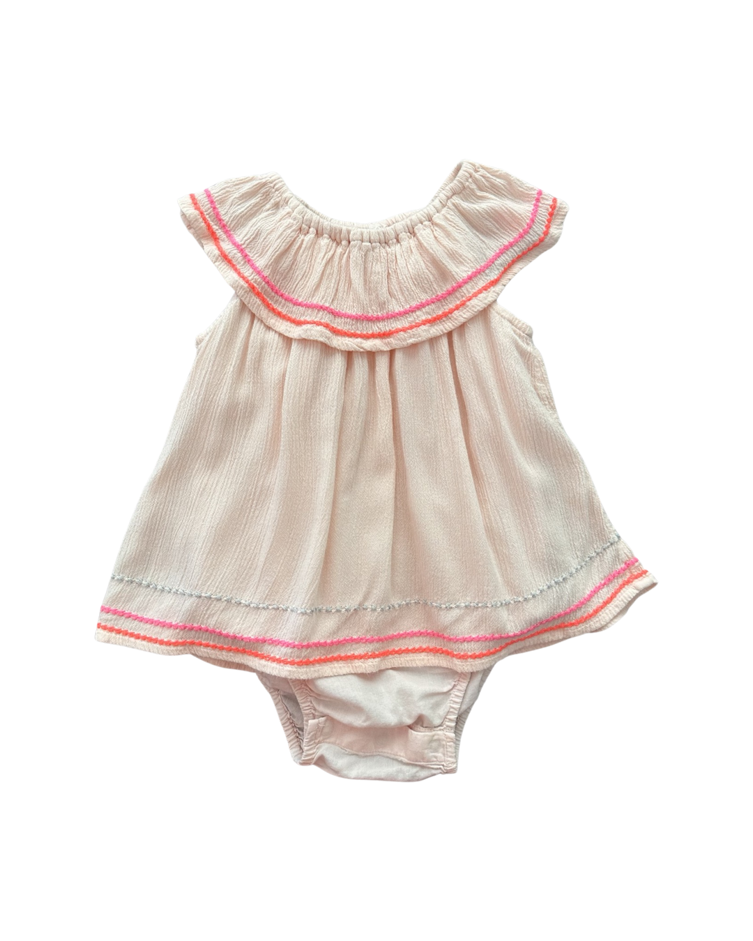 6-12M Baby Girl Baby Gap Light Pink Muslin Onesie Dress