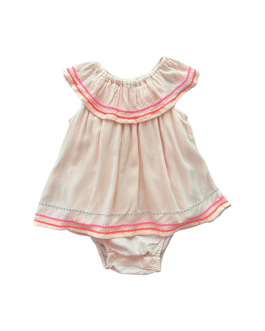 6-12M Baby Girl Baby Gap Light Pink Muslin Onesie Dress