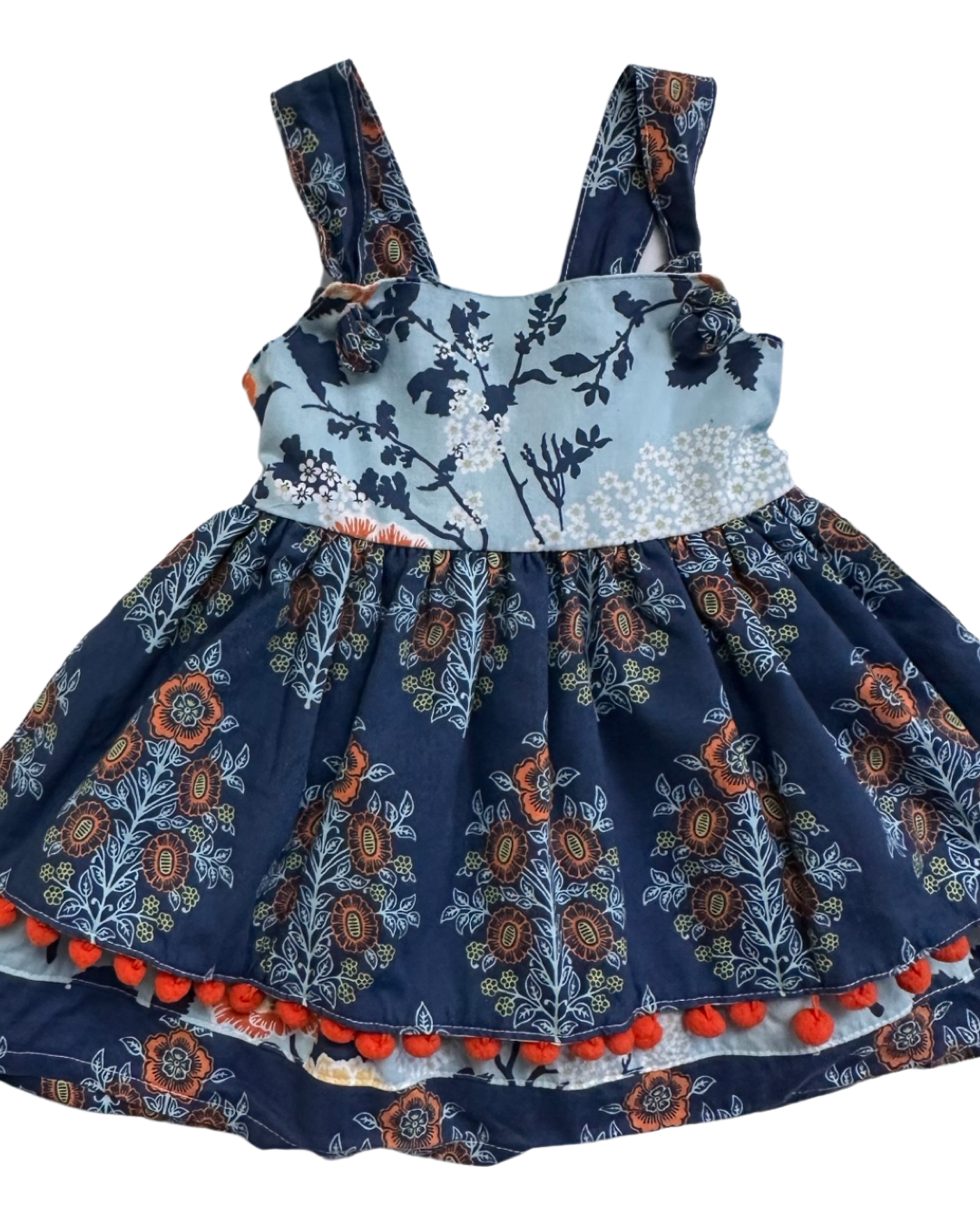 12M-18M Baby Girl Cheeky Plum Boutique Blue Floral Dress
