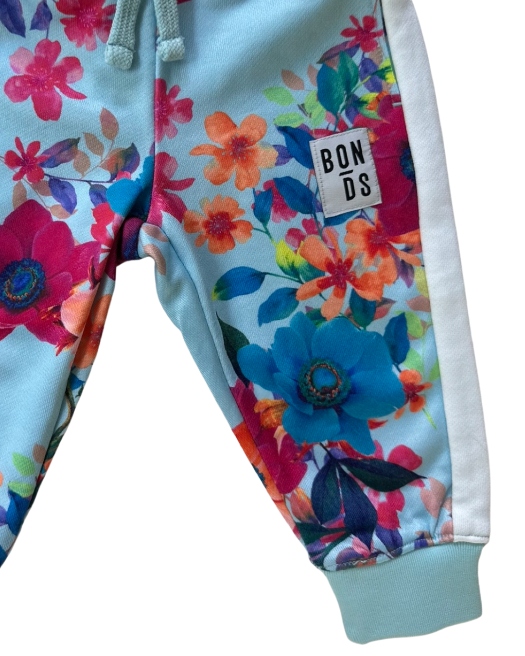 6-12M Baby Girl Size 0 Bonds Wondersuit Blue Floral Jogger Set Sweatshirt & Joggers