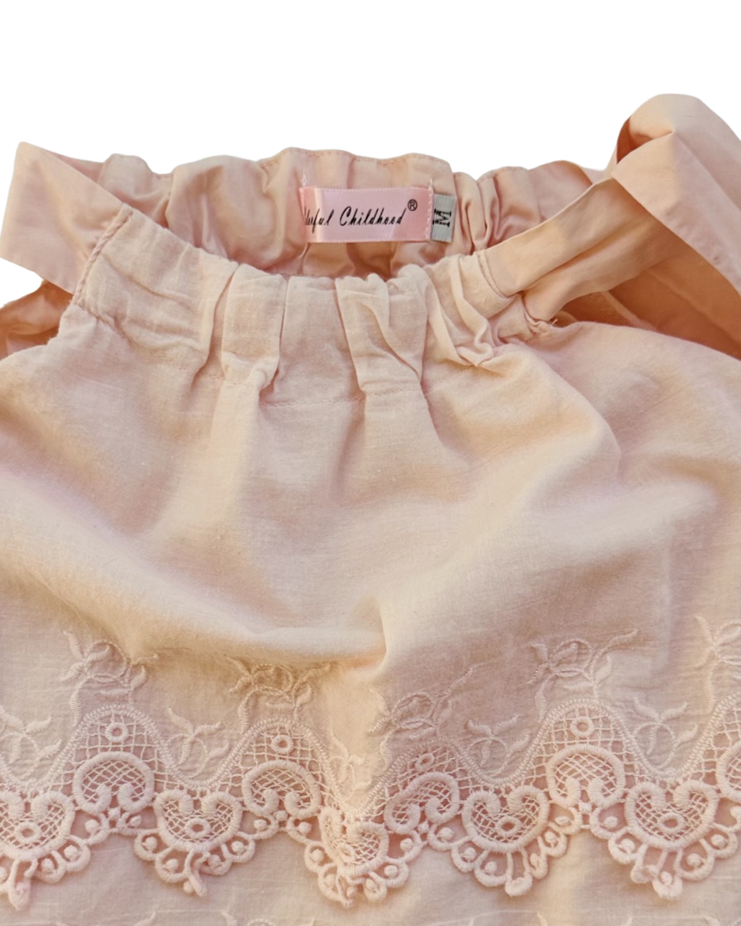 12M Baby Girl Light Pink Eyelet Lace Bubble