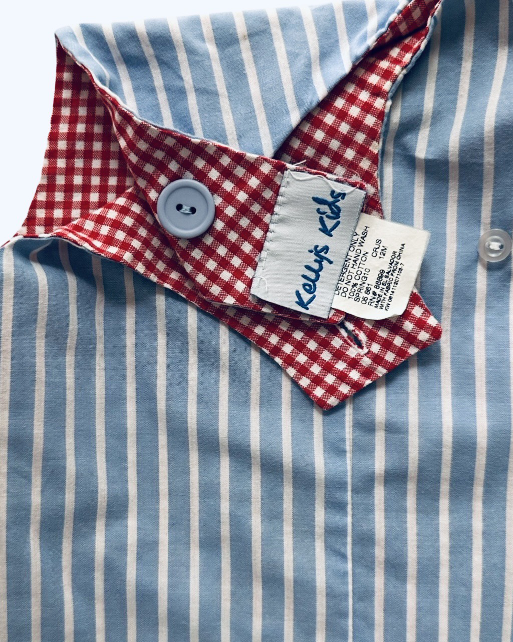 12M Baby Boy Kelly’s Kids Red Gingham Reversible Anchor Romper