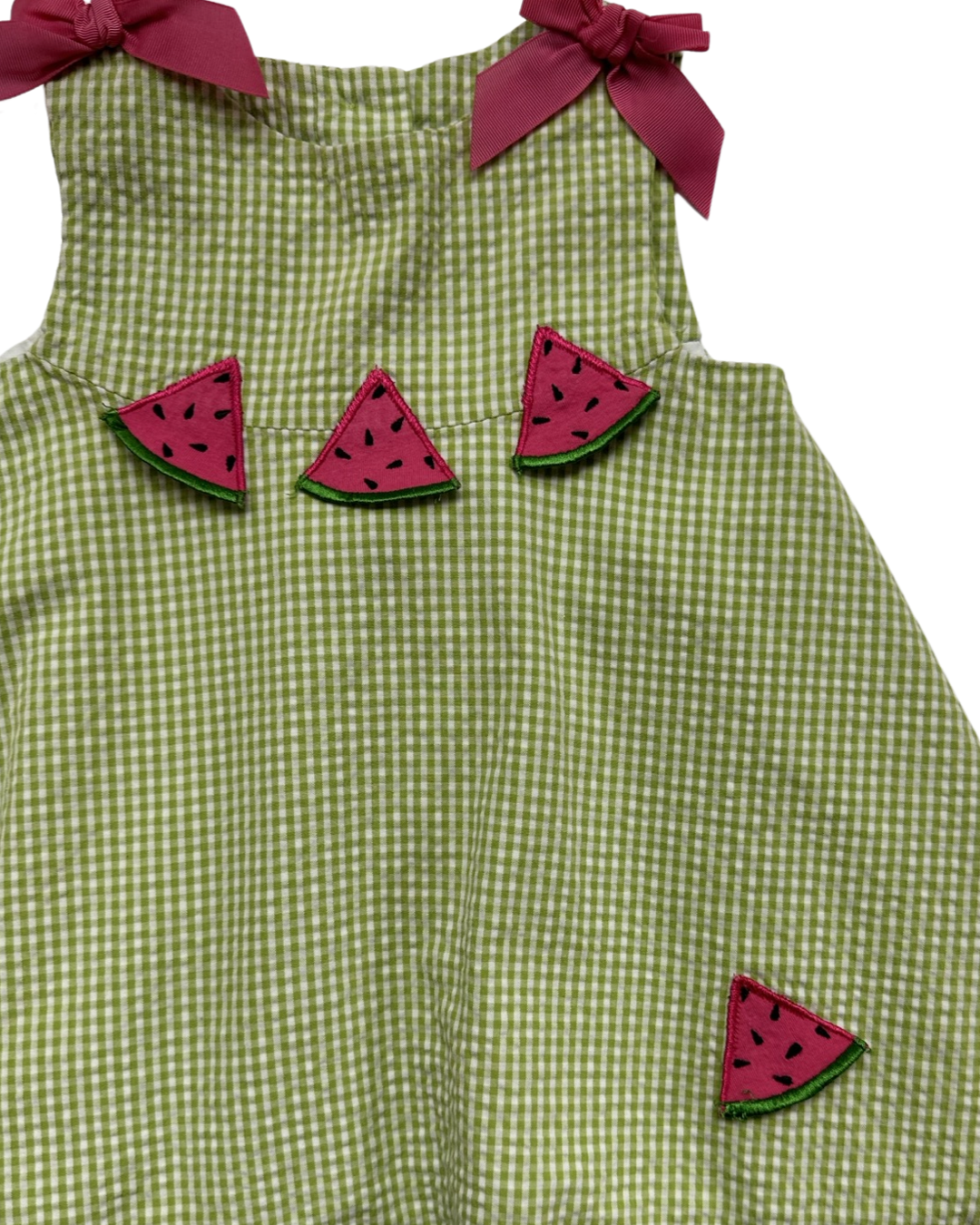 2T Toddler Girl Baby Crew Green Gingham Watermelon Dress