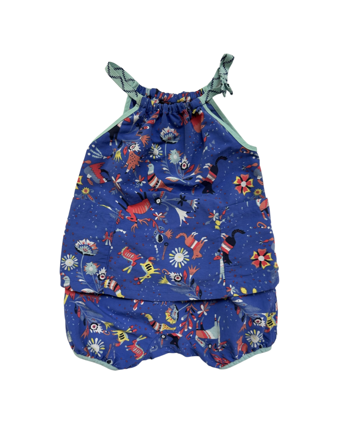 12M-18M Baby Girl Patagonia Mono Meadow Blue Baggies Outfit Set