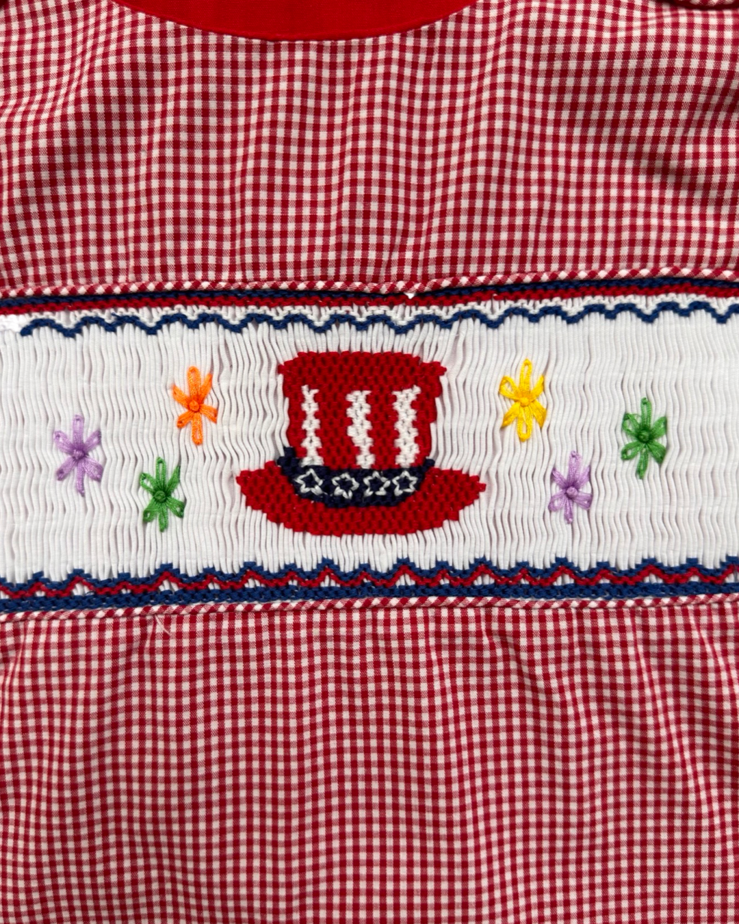24M Baby Girl Rosalina Red Gingham American Smocked Firework Uncle Sams Hat Dress