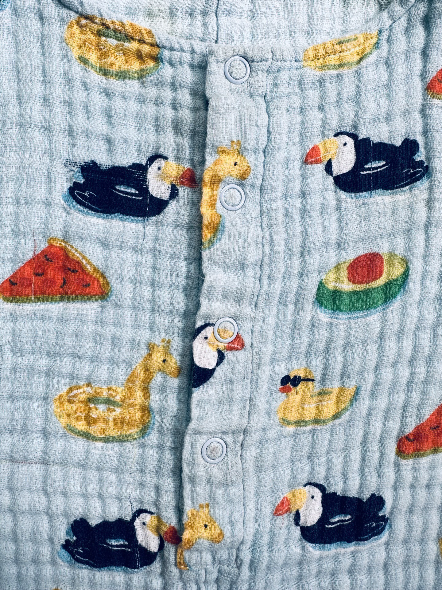 18M-24M Baby Boy Angel Dear Muslin Pool Floaties Shortie Romper