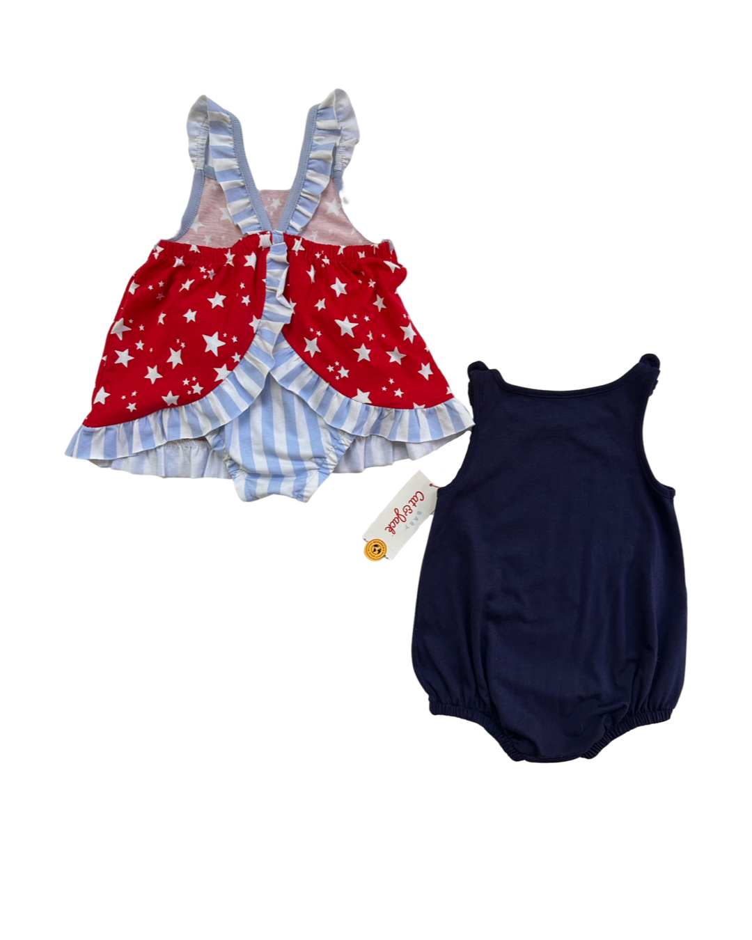 12M Baby Girl Born to Sparkle Patriotic Cat & Jack Dress and Bubble Set