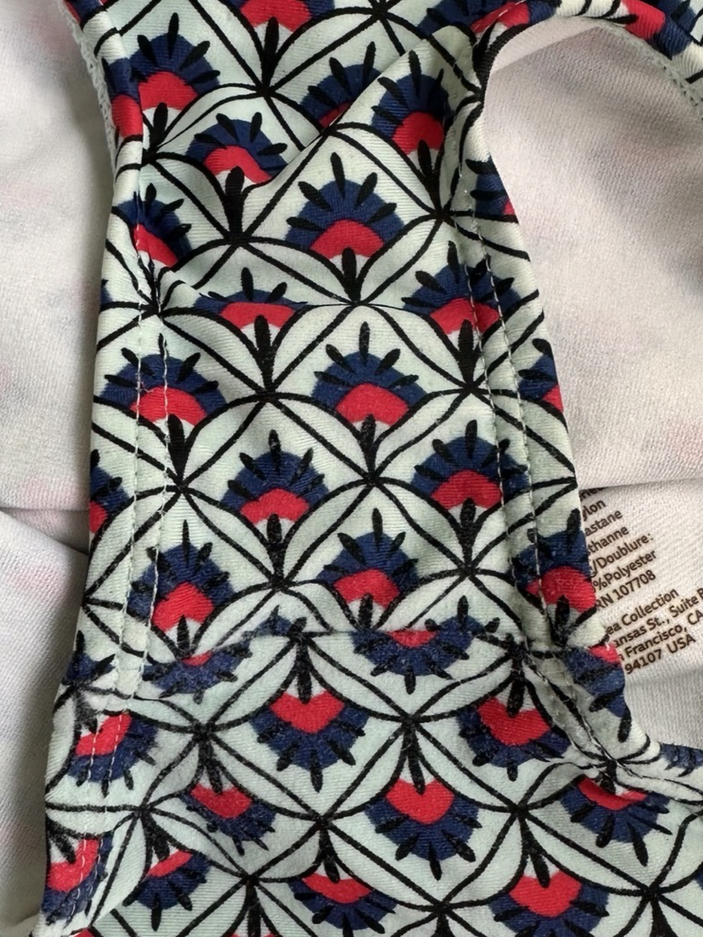 2T Toddler Girl Tea Collection  Red / Aqua Geometric One Piece Swim Suit