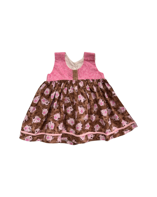 2T Toddler Girl Best Dress Ever Pink / Brown Muddy Pig Dress