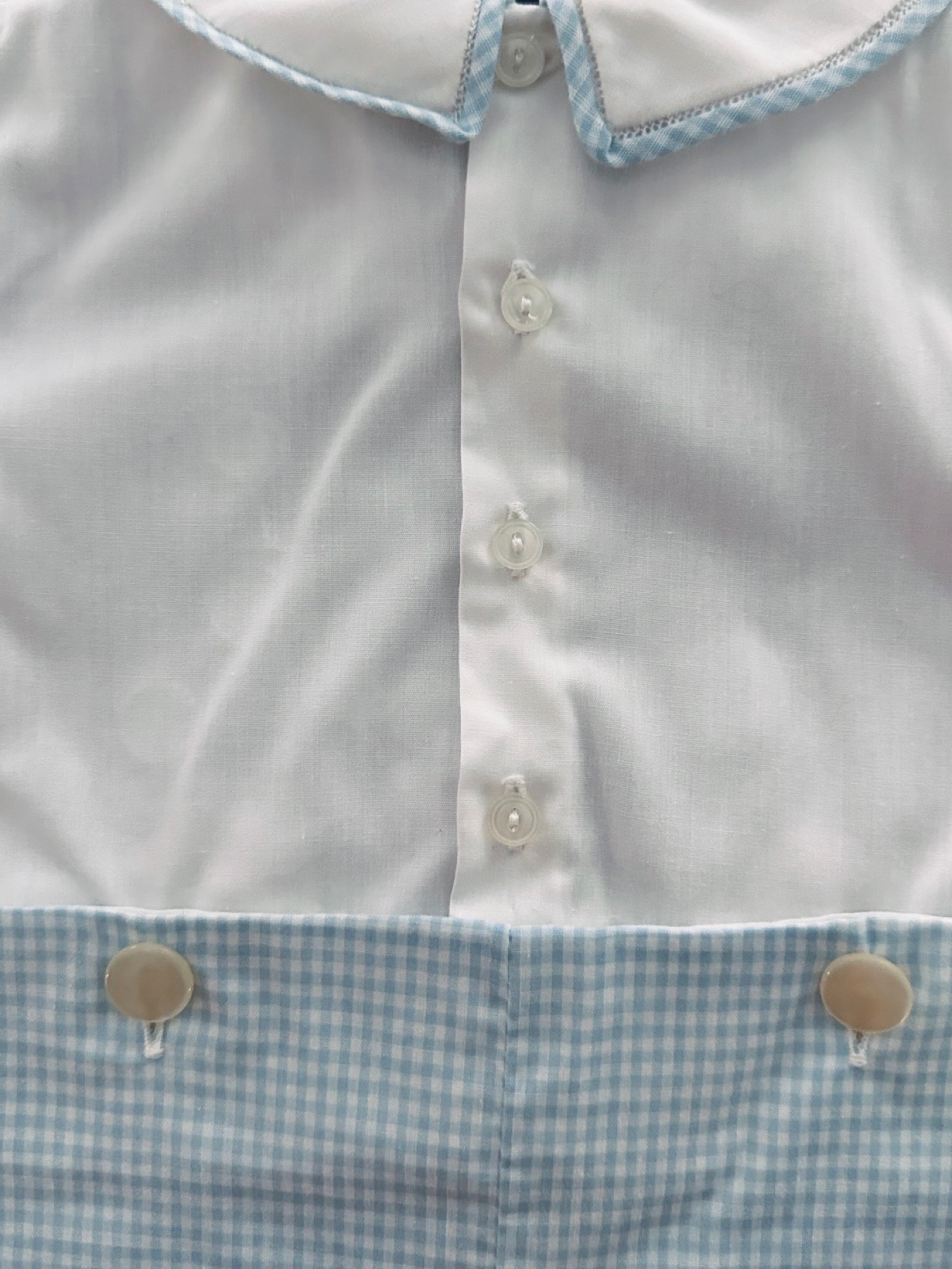 6M Baby Boy Classic Feltman Bros Light Blue Gingham Romper
