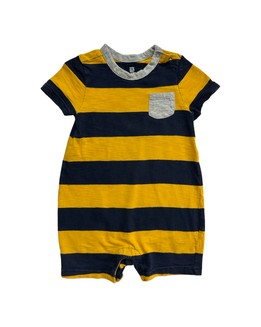 18M-24M Baby Boy Navy & Yellow Striped Baby Gap Romper