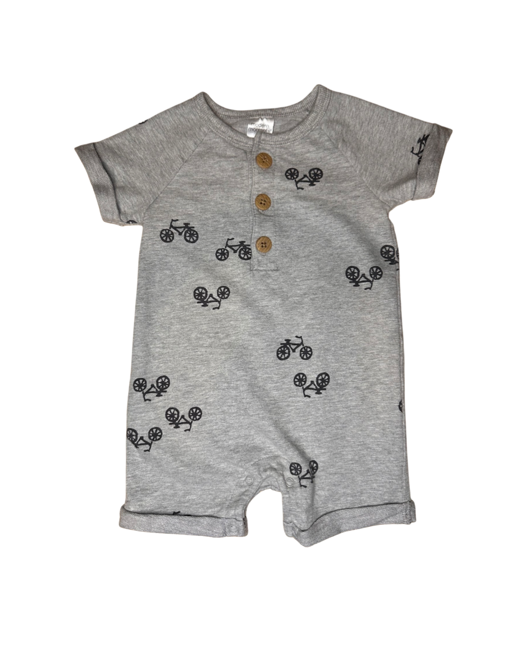 3-6M Baby Boy Modern Moments Gray Bicycle Romper