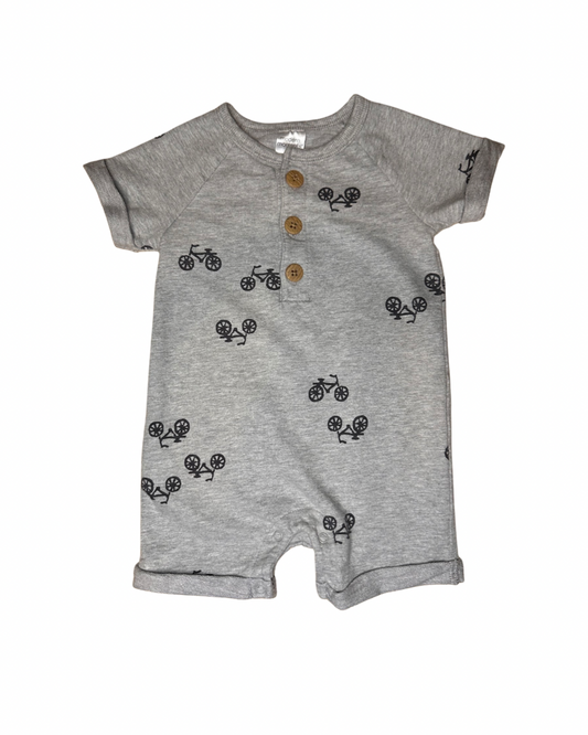 3-6M Baby Boy Modern Moments Gray Bicycle Romper
