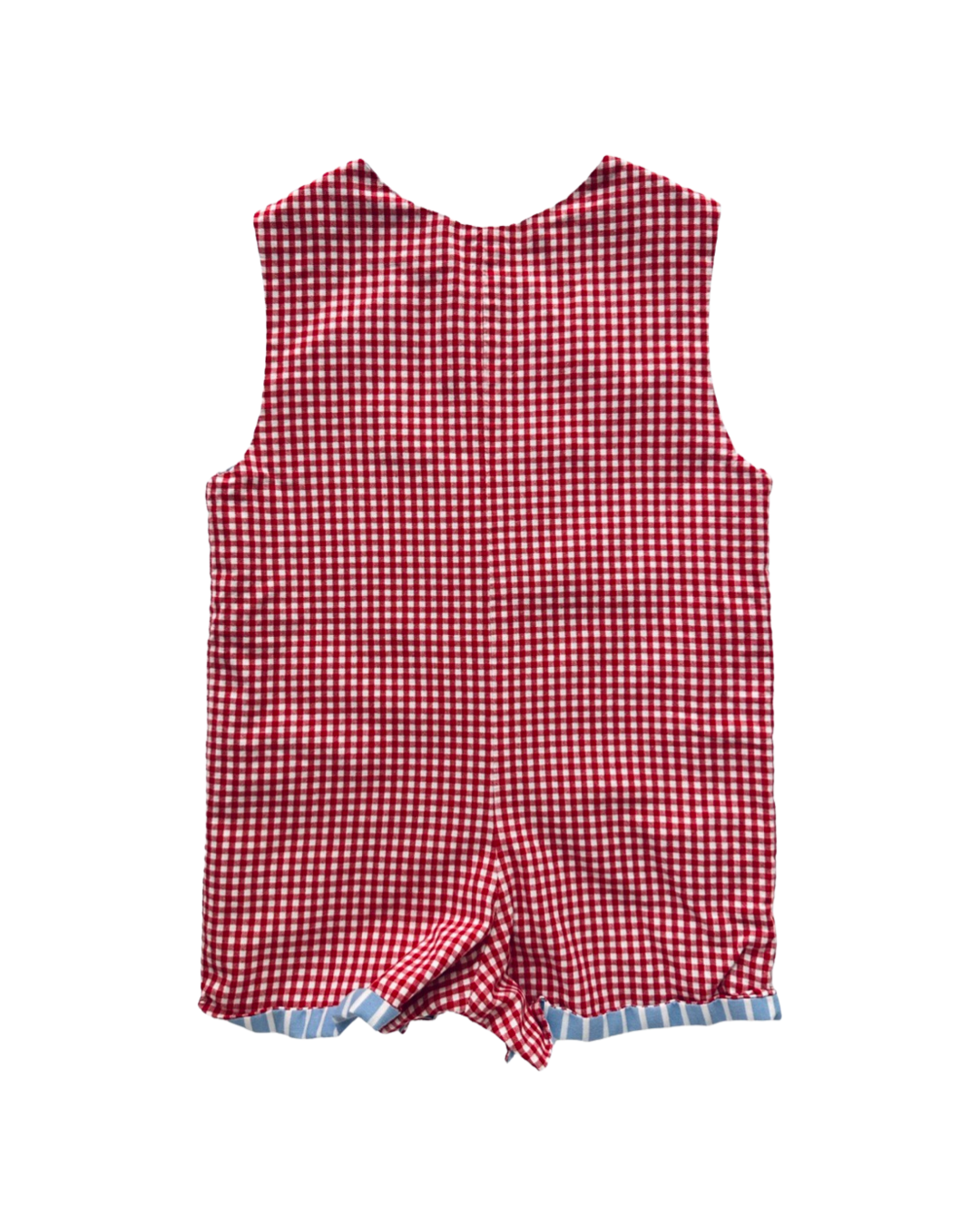 12M Baby Boy Kelly’s Kids Red Gingham Reversible Anchor Romper